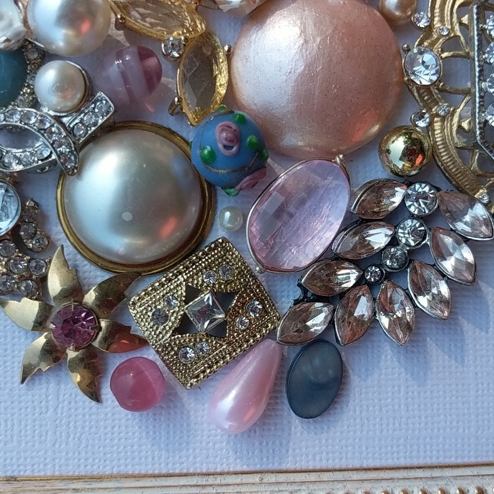 Mosaic floral or skull framed jewelry art upcycled jewelry Host Pick 6.10! - Picture 7 of 12